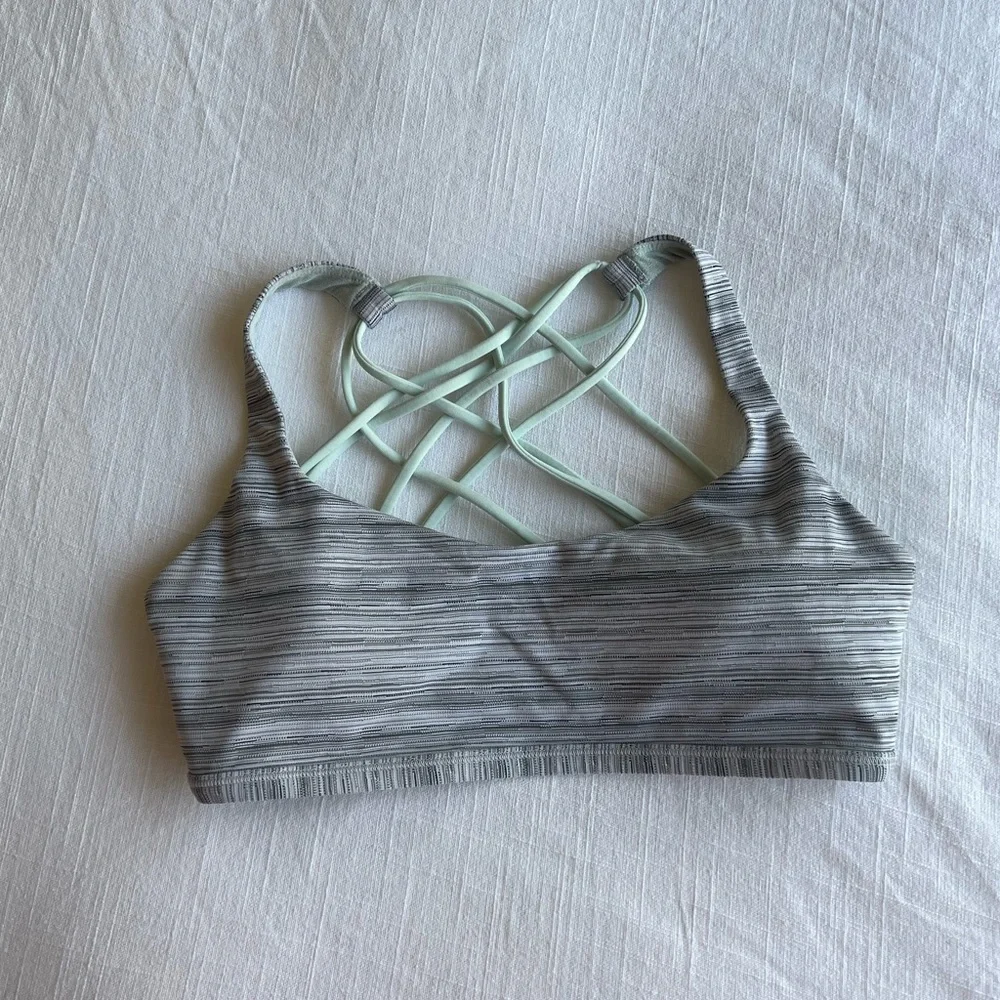 lululemon athletica Grey Heather & Mint Strappy Sports Bra